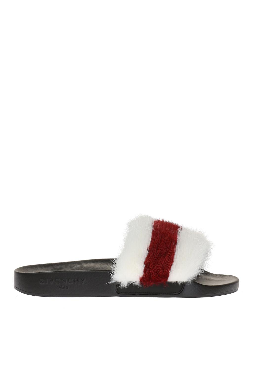 Givenchy mink fur hot sale and rubber slides